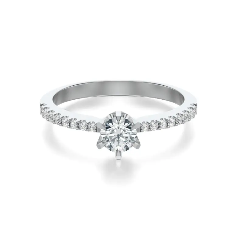 Pierścionek białe złoto z diamentami